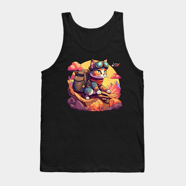 Travel Cat Cute Funny Gift - Love Cats Tank Top by Johnathan Allen Wilson